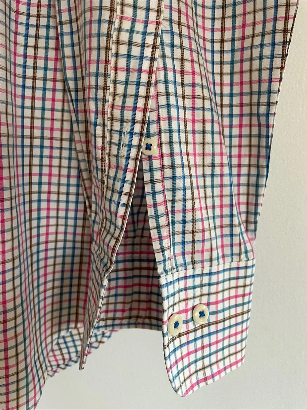 Peter Millar Red and Blue Check Button-Down Shirt